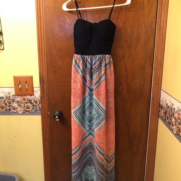 Trixxi Dresses & Skirts - Maxi Dress Bustier Paisley Boho Aztec Knit Chiffon